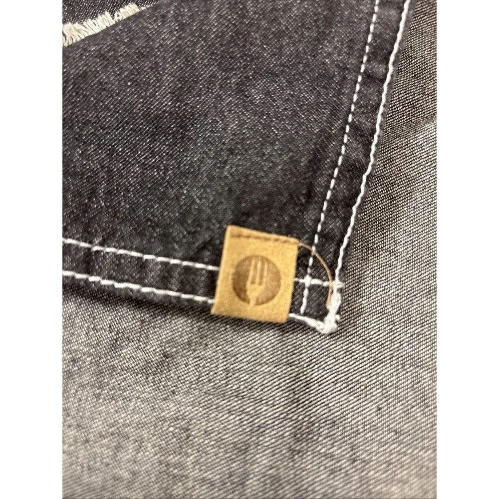 CHEF WORKS Urban‎ Collection Black Denim Grey Pockets Distressed Apron Unisex